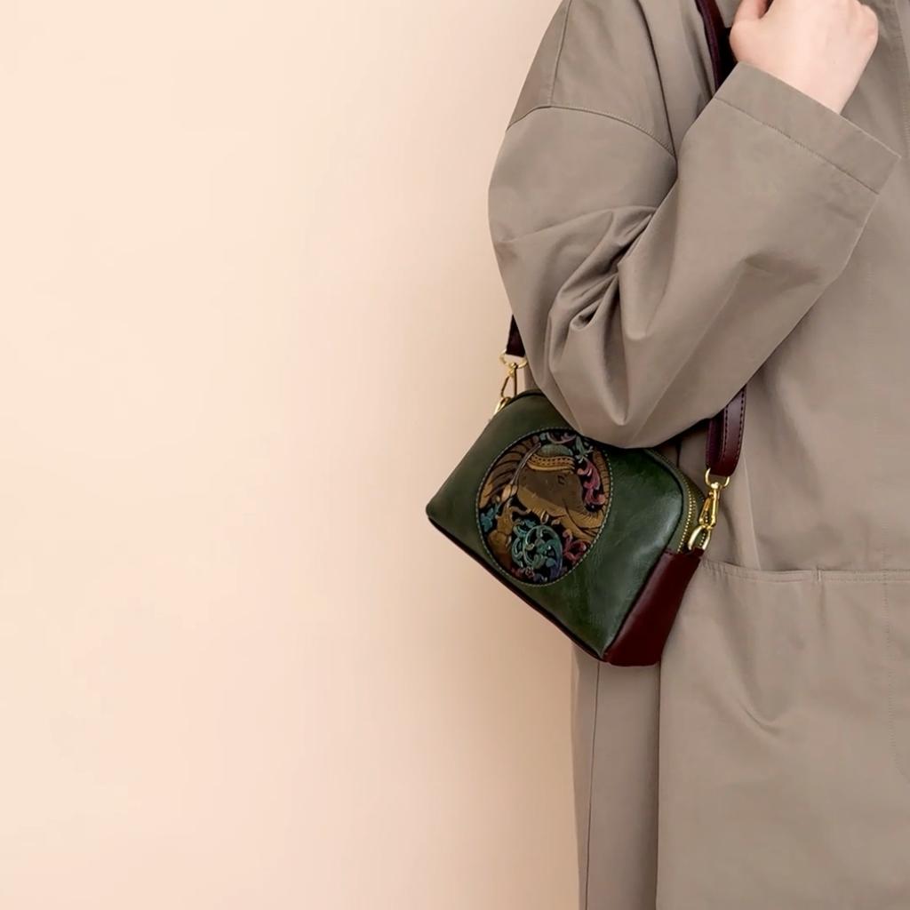 Borsa a Spalla Vintage Borsa per Madre di Mezza Età Donna Multistrato Grande Capacità Borsa a Tracolla Goffrata