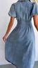 2025 Spring and Summer Puff Sleeve Short-sleeved Distressed Casual Style Shirt Denim Long Dress Single-breasted Waist Denim Long Skirt Retro
