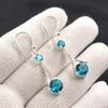 Natural Apatite Gemstone 925 Sterling Silver Zircon Drop/Dangle Earrings 1.84" CZE-9-1