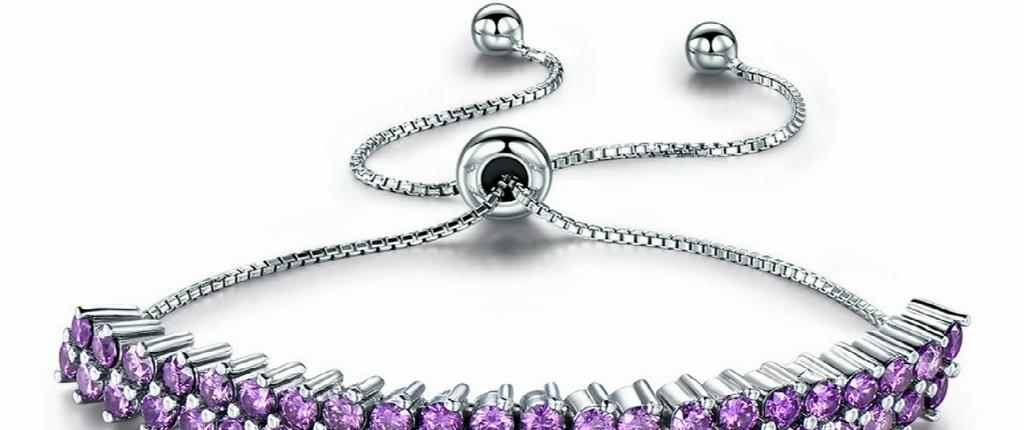 UMCHO Genuine 925 Sterling Silver Bracelets Bangles For Women Nano Amethyst Gemstone Elegant Party Gift Wedding Jewelry Gift