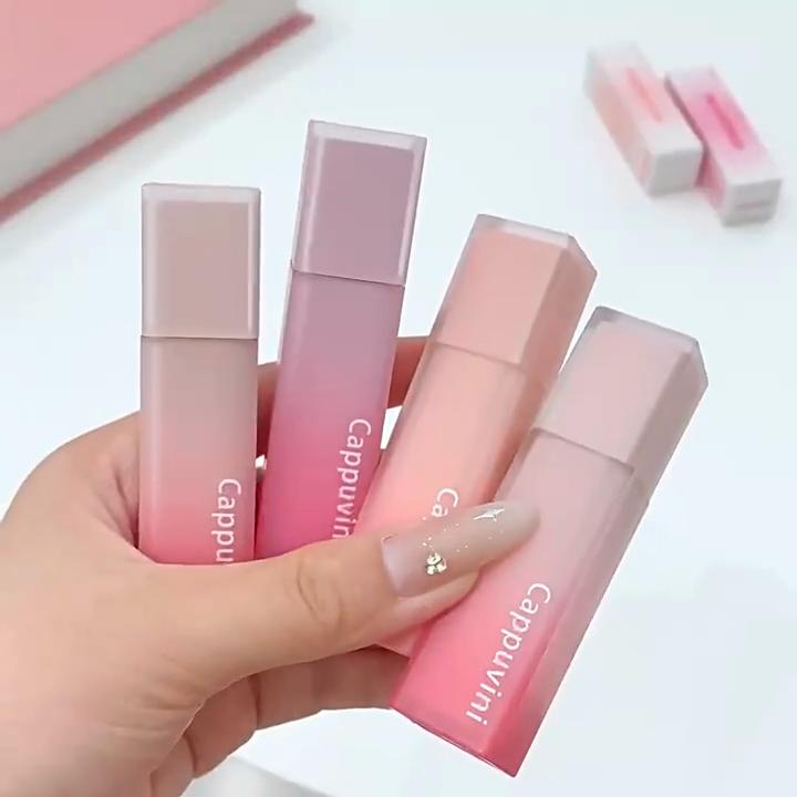 Cappuvini Nude Water Mist Lip Glaze Matte Velvet White Lip Gloss Long-lasting Lipstick