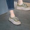 Johnature Γνήσιο δέρμα Casual Flats Γυναικεία παπούτσια με στρογγυλά δάχτυλα με κορδόνια με μαλακό κάτω μέρος, βουλκανιζέ παπούτσια