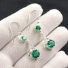 Pietra preziosa di Diopside Cromifero Gioielli in Argento Massiccio 925 Zircone Orecchini da Sposa 1.84" CZE-9-5