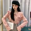Big Collar Sweater Small Person with Flared Sleeves Collar Knit Base Cardigan Doll Collar Top Sweet
