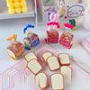 4Pcs/Set Pencil Erasers Cute Cartoon Realistic High Toughness Traceless Labor-saving Wipe Clean Christmas Gift Funny Toast Bread Kids Students Erasers