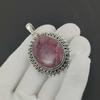 Natural Rhodonite Gemstone Silver Pendant in 925 Sterling Silver - Handmade Oval Design, Everyday Wear Jewelry Thanksgiving Gift