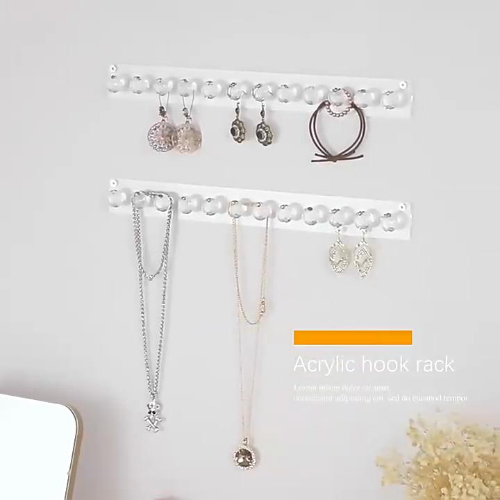 Necklace Holder, Acrylic Hanger, Wall Mont Organizer, Jewelry Hooks for Necklaces, Bracelets, Chains