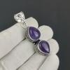 Natural Amethsyt Birthstone Silver Pendant in 925 Sterling Silver - Handmade Pear Design, Everyday Wear Jewelry Party Wear Gift