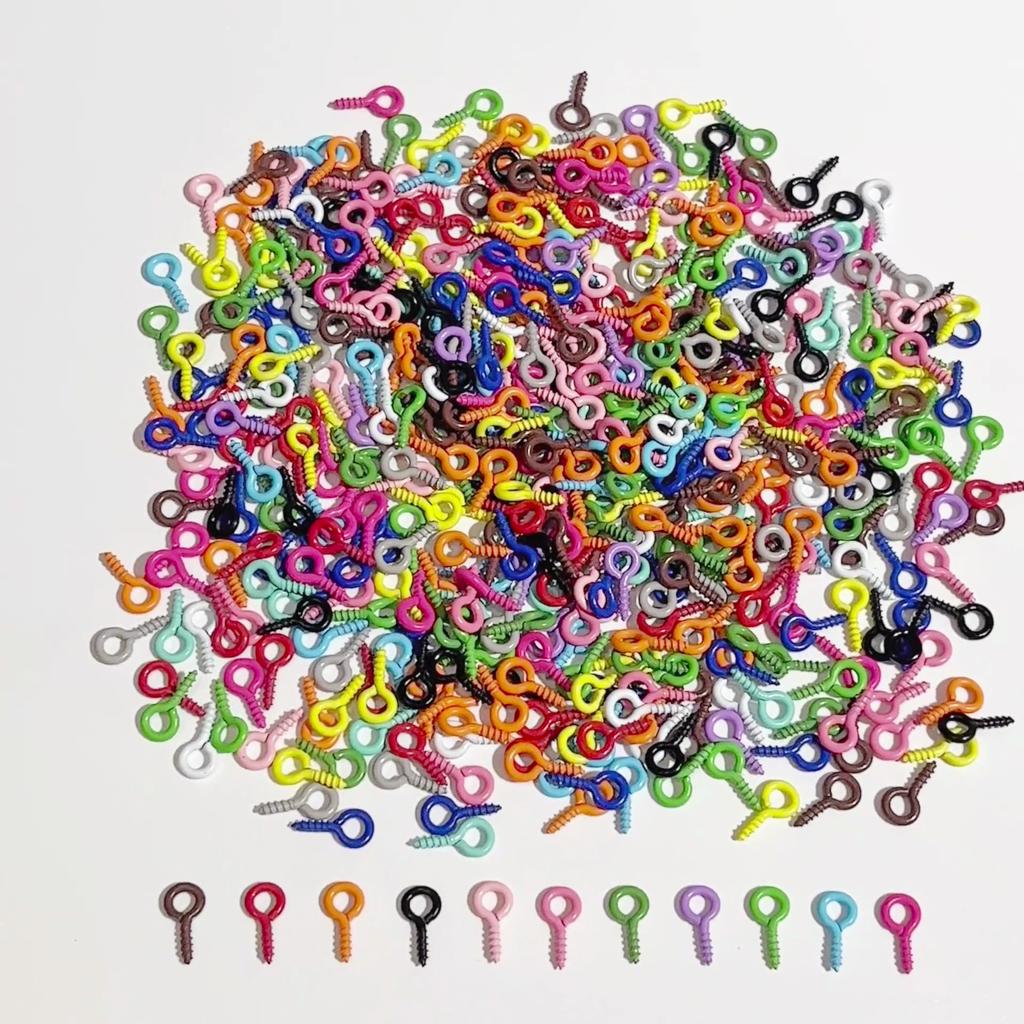 50/100Pcs Iron Spray Painted Small Eye Screw Hooks Clasps Eye Pin For Pendant Eyelet Hooks Fit Drilled Beads DIY Jewelry Making