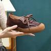 Johnature Round Toe Retro Versatile Soft Soled Women's Shoes Comfortable Genuine Leather Commuting Flat Shoes