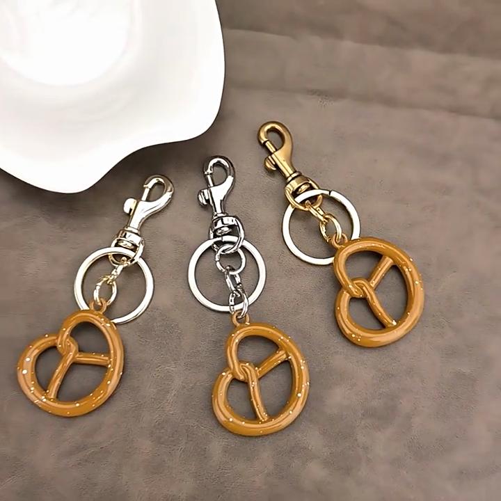 Style Fruit Keychain Keyring With Resin Dimpled Alloy For Car And Bag Decor