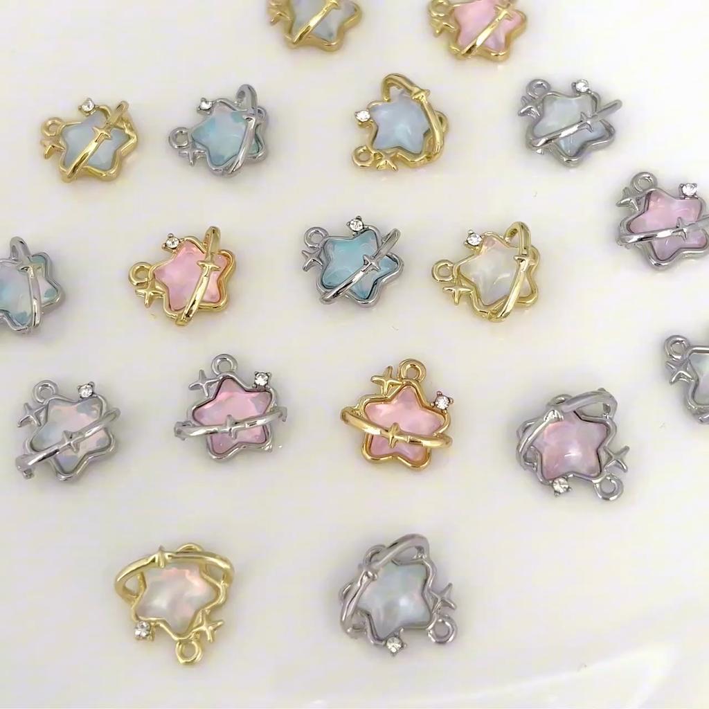 Glass Star Pendant Metal Charms for Jewelry Making DIY Bracelet Necklace