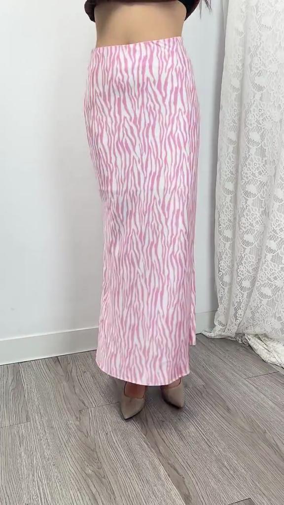 Qooth Women Contrast Zebra Print Stain High Waisted Skirt Personality Fashion Summer Thin Wrapped Hip Skirt QT2310