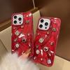 Fashion Luxury Glitter Rhinestone Diamand Phone Case For iPhone 16 Pro Max 15 13 14 12 11 Red Silicone Back Cover