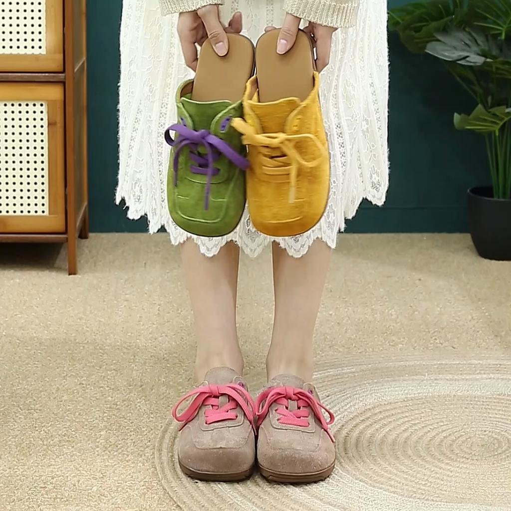 Suede Slip-On Sneakers for Women Comfortable Casual Mules Fashion Trendy Shoes