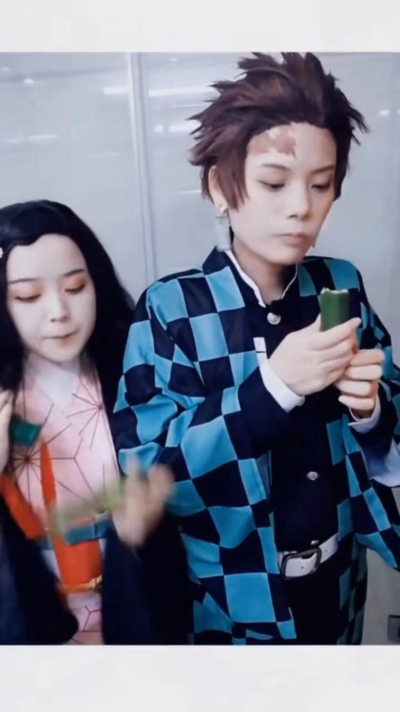 2024 New Kimetsu No Yaiba Kamado Nezuko Cosplay Wig Heat Resistant Synthetic Hair Wigs