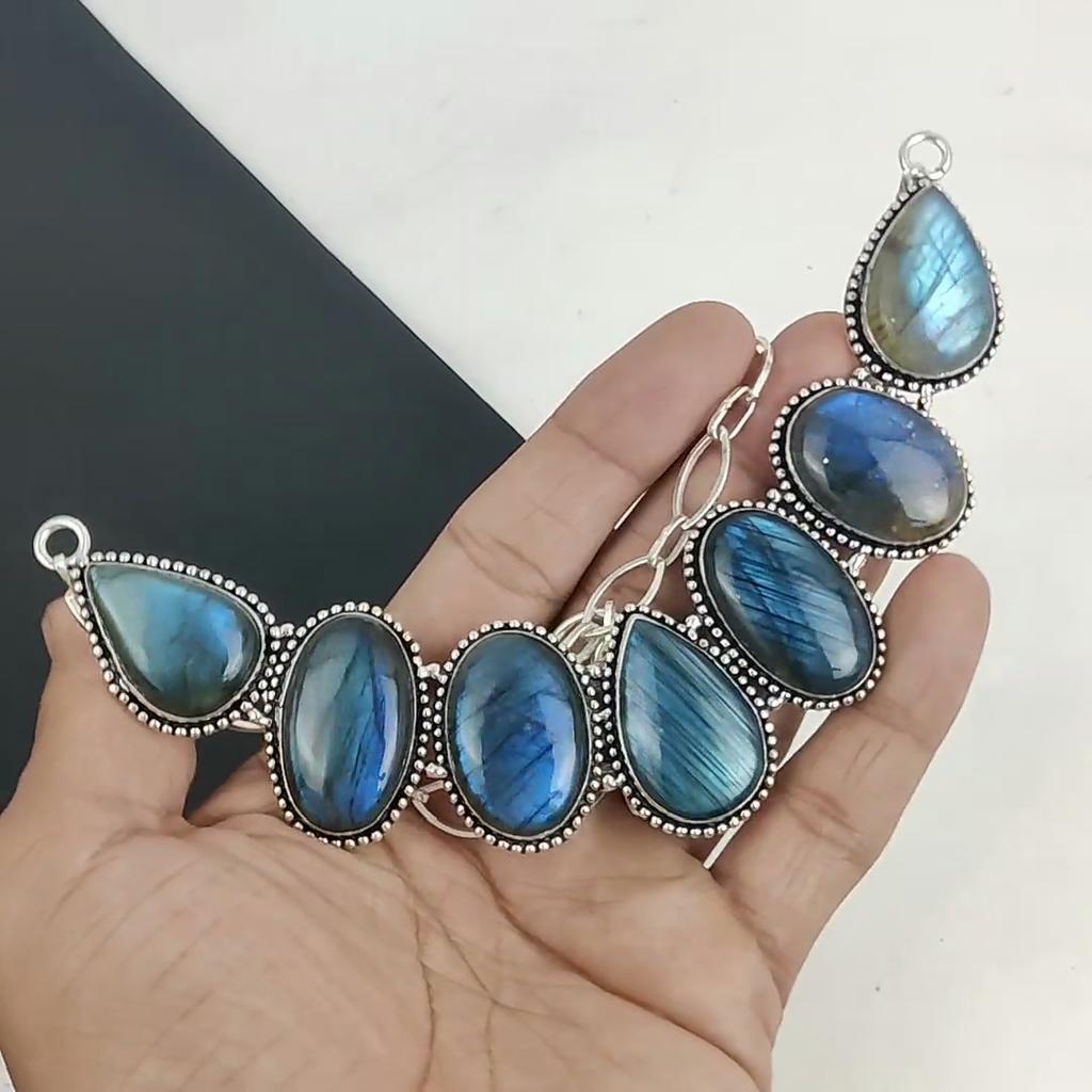 Beautiful Labradorite Gemstone Handmade 925 Sterling Silver Necklace, Labradorite Silver Necklace For Wife, Unisex Necklace, Birthday Gift