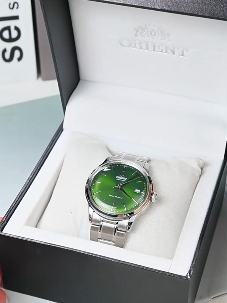 Watch Unisex Mechanical Watch Automatic/Manual Dual-Mode Movement, 30M Water Resistance, Green Dial, Metal Strap RA-AC0M09E30B