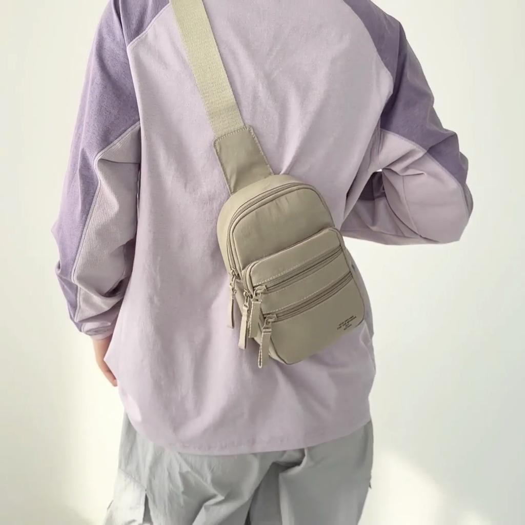 Outdoor Multi-Compartment Men's Chest Bag Solid Color Crossbody Bag