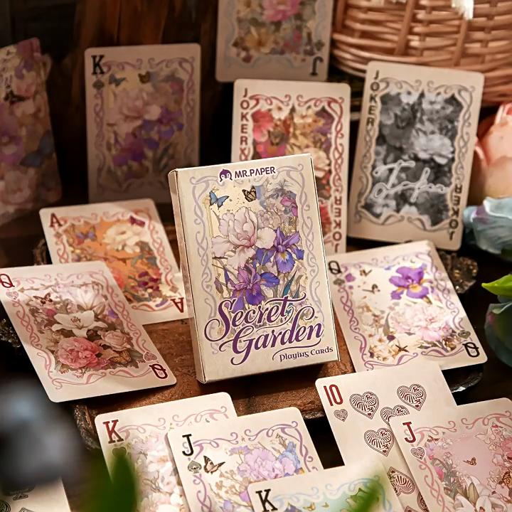 55pcs Secret Garden Playing Cards Floral Collectible Deck Literary Style Game Card Creative Stationery Gift