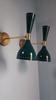 Blue Brass Wall Sconce Pair: Mid Century Italian Diabolo Light