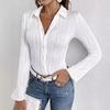SCIONE New Solid Color Slim-fit Versatile Texture Women's T-shirt Fashion Pleated Elastic Long-sleeve Shirt Tops