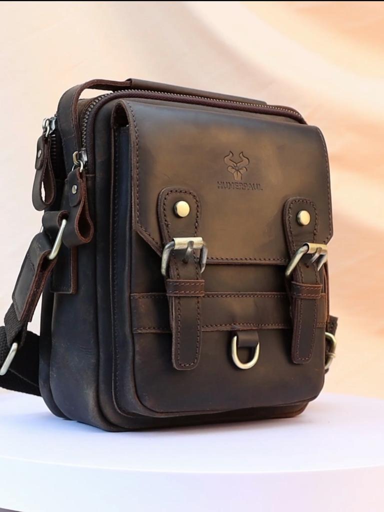 Humerpaul Echtes Leder Herren Messenger Bag Große Kapazität Handtasche