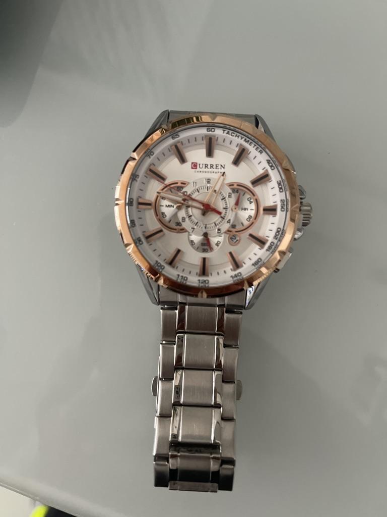 CRRJU Orologio Uomo Cronografo – Quarzo Giapponese, Quadrante Blu Con Data, Cinturino In Acciaio Inox Nero, Impermeabile 30m - 2