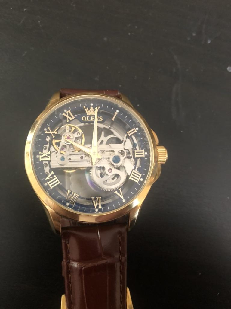 SURVAN WatchDesigner Orologio meccanico automatico scheletro con doppio