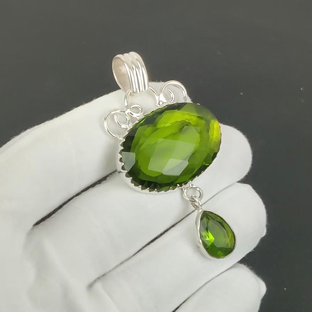 Unique Peridot Pendant, 925 Sterling Silver Handmade Jewelry, Peridot Silver Pendant, Party Wear Jewelry For Women's, Pendant Christmas Jewelry