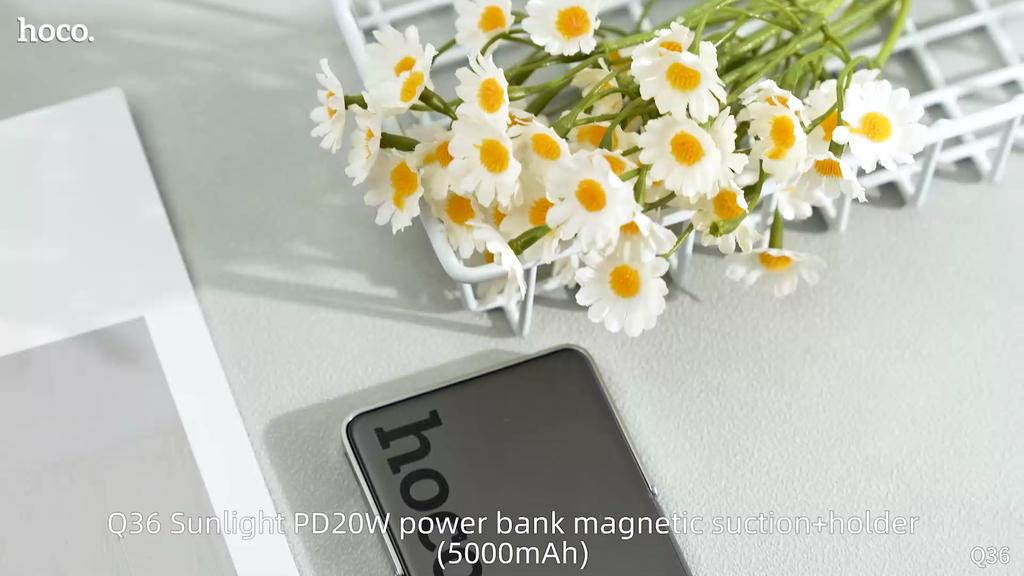 Hoco. Q36 5000mAh Magnetic Wireless Power Bank with PD20W & holder, lightweight&Compatible with MagSafe,led battery indicator