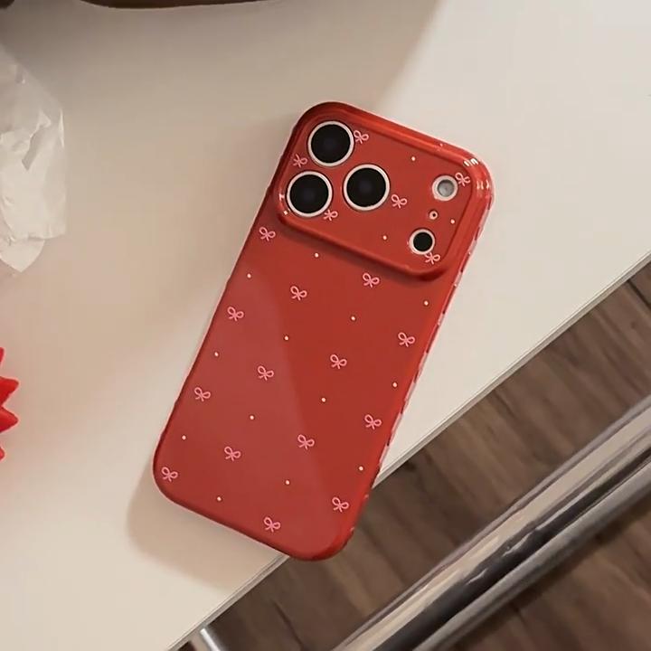 Retro Burgundy Bow Phone Case for iPhone 16, iPhone 17, iPhone 17 Pro Max