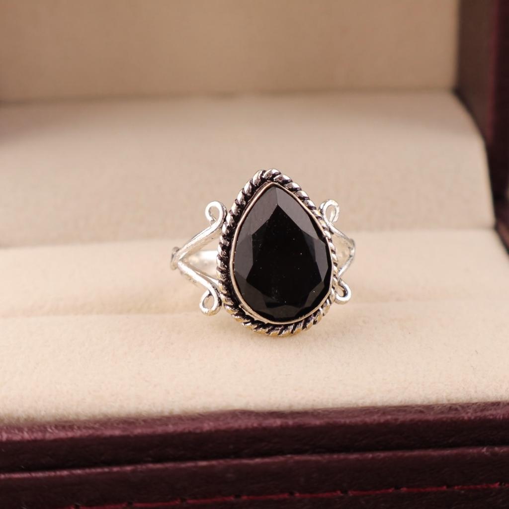 Black Onyx Gemstone 925 Sterling Silver Jewelry Handmade Beautiful Ring For Gift RR-57-18