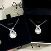 S925 Pure Silver Princess Necklace, Ladies' Ice Transparent Jade Pendant Necklace, Bow, Light Luxury High Feeling Collarbone Chain, Jewelry Gift