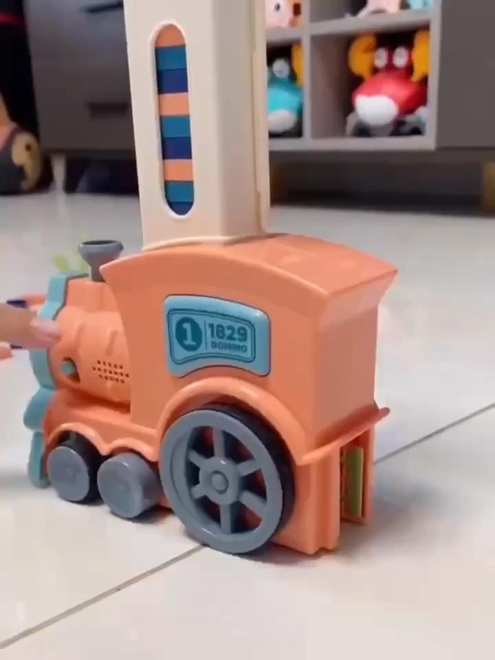 Domino Train for Kids Automatic Laying Electric Car Colorful Dominoes Set Brick Blocks Kits Games Educational Toys Girl Boy Gift