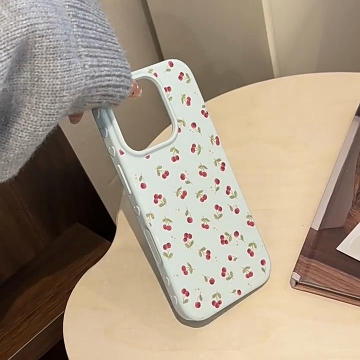 Little Fresh Mint Cherry Phone Case for iPhone 17, iPhone 17 Pro Max