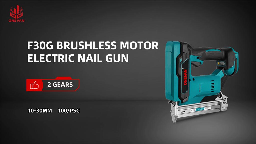 ONEVAN F30G Electric Nail Gun Nailer Stapler Framing Nailer Tacker Furniture Staple Gun Woodworking Tool For Makita 18V Battery
