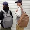 Backpack Female Korean Style Solid Color Minimalist Pu Material For Casual Travel And School Use