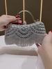Rhinestone Tassel Evening Clutch with Metal Handle, Sparkly Party Handbag for Women