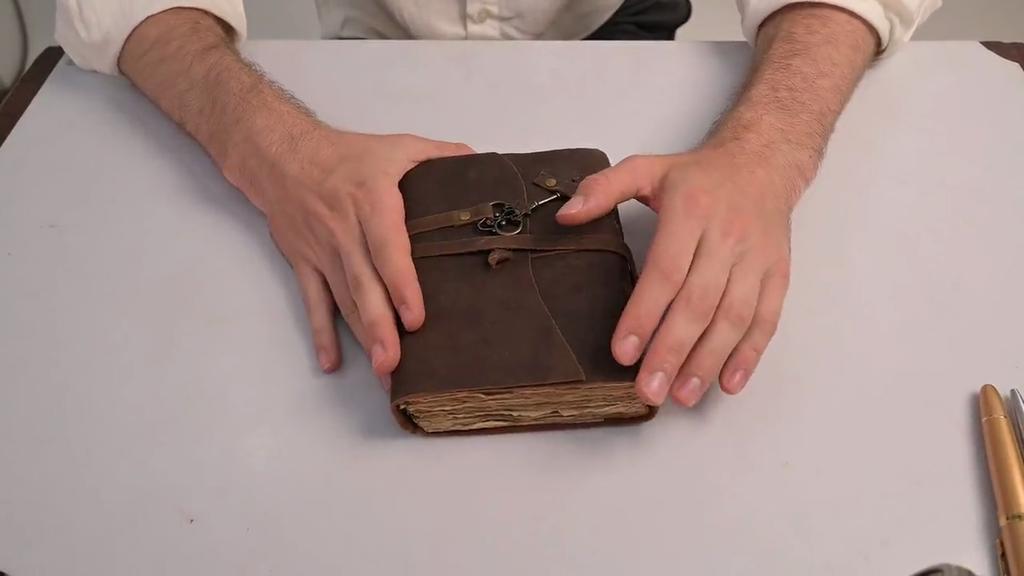 Leather Journal-Handmade Deckle Edge Paper, Leather Vintage Handmade Key Journal