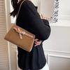 Yogodlns Retro Suede One Shoulder Bags for Women Early Autumn Square Frosted Solid Zipper Crossbody Bag Versatile Commute Handbags