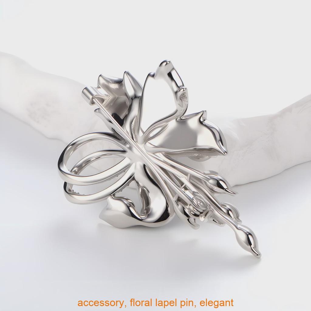 Flower Brooch Pin With Rhinestones For Women Elegant Jewelry Accessory