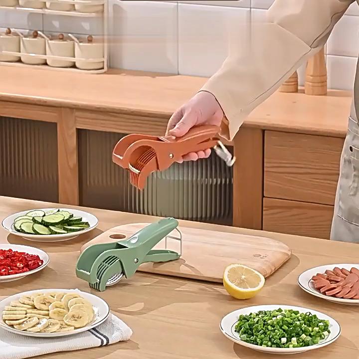 This multi-functional fruit and vegetable slicer is an ergonomic, eco-friendly kitchen cutter with adjustable blades made of durable polypropylene.