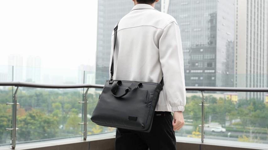 Men's Business Briefcase Large Capacity Expandable Computer Bag Shoulder Crossbody Handbag