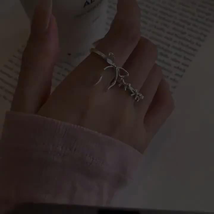 Bague ligne d'arc argentée femme été ins simple vent froid bague d'index ouverture bague réglable