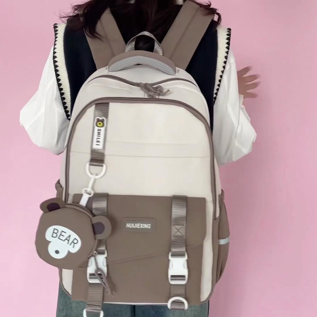 Lightweight Schoolbag Color Block Large Capacity Backpack for Students Grade Three To Six