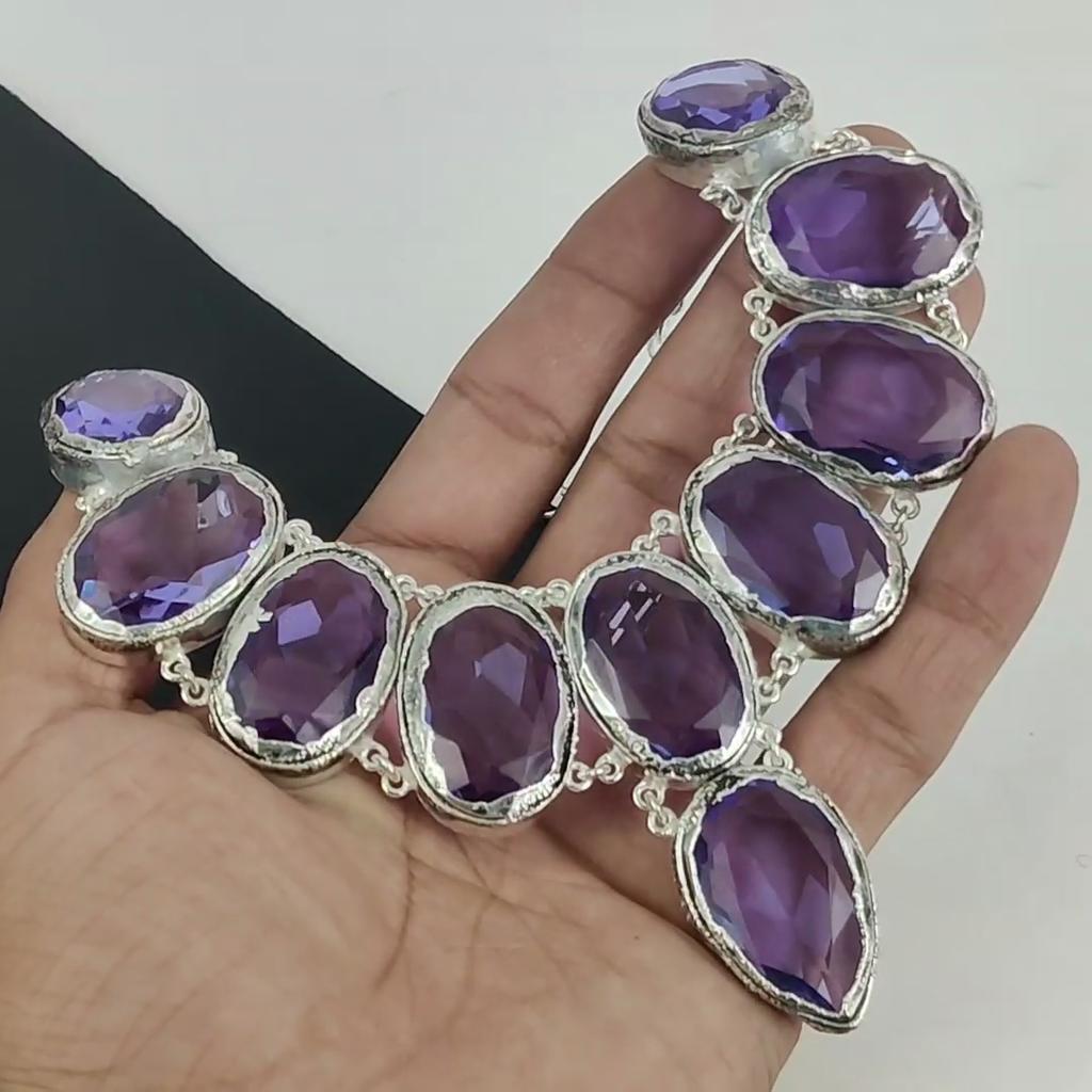 Beautiful Iolite Gemstone Handmade 925 Sterling Silver Electroform Necklace, Iolite Silver For Wife Unisex Necklace Party Wear Gifts