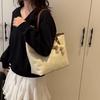 Fashion Solid Color Large Capacity Women Casual Tote Bag With Pendant For Casual Daily Use