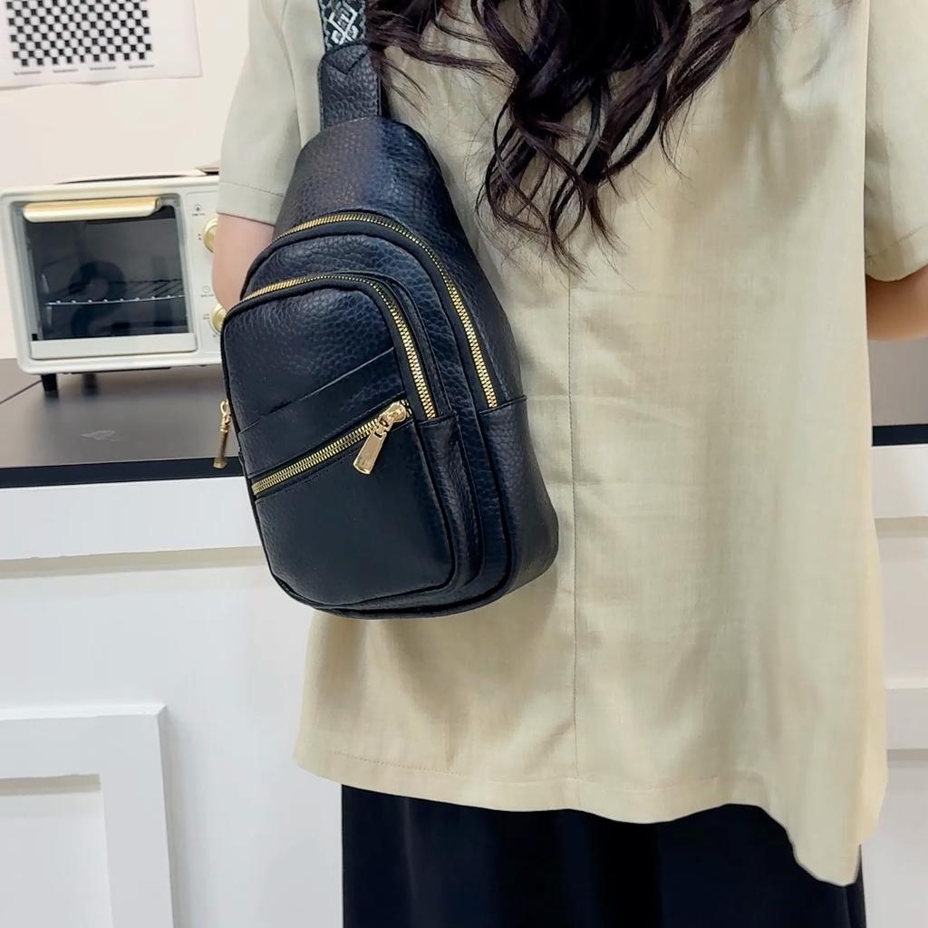 PU Chest Bag Large Capacity Retro Women's Shoulder Bag