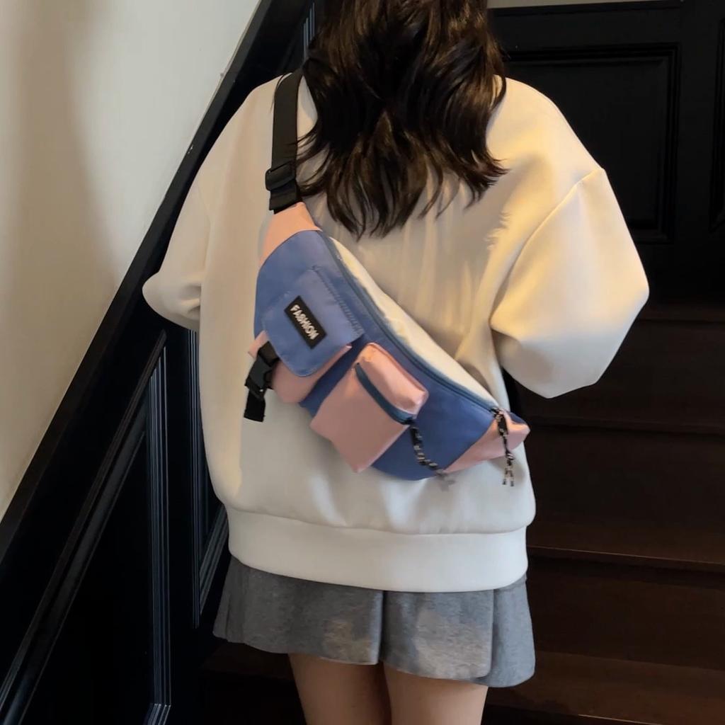 Sport Chest Bag Contrast Shoulder Bag Commuter Crossbody Bag